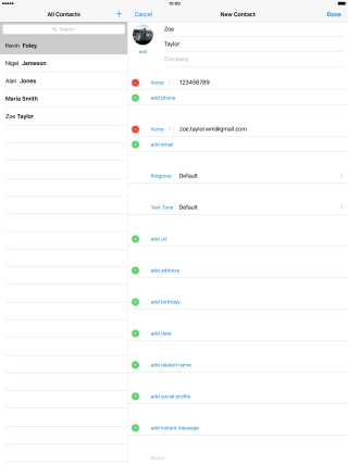 Press the field next to the email address.