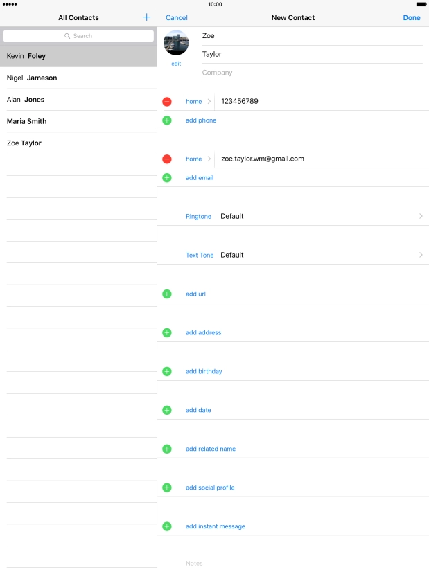 Press the field next to the email address.