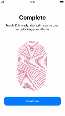 Press Continue. If you haven't previously selected a phone lock code, key in a code of your own choice twice.