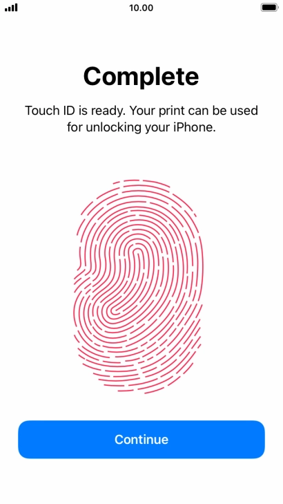 Press Continue. If you haven't previously selected a phone lock code, key in a code of your own choice twice.