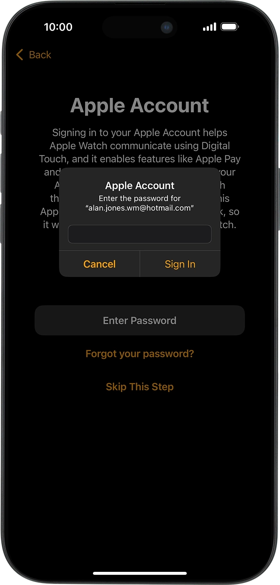 On your phone: Key in the password for your Apple ID and press Sign In.