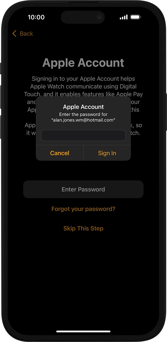 On your phone: Key in the password for your Apple ID and press Sign In.