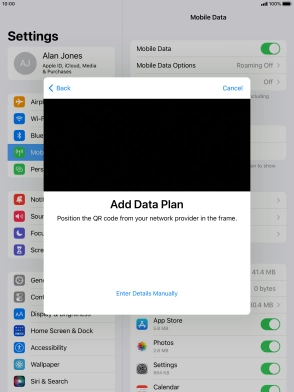 Place the QR code you've received inside the tablet camera frame to scan the code.