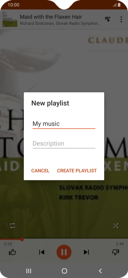 Key in a name for the playlist and press CREATE PLAYLIST.
