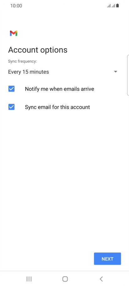 If this screen is displayed, you email account has been recognised and set up automatically. Follow the instructions on the screen to key in more information and finish setting up your phone.