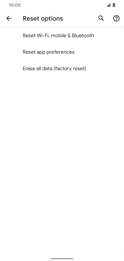 Press Erase all data (factory reset).
