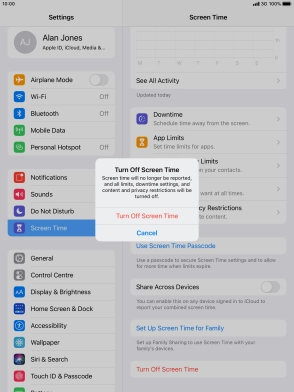 Press Turn Off Screen Time.