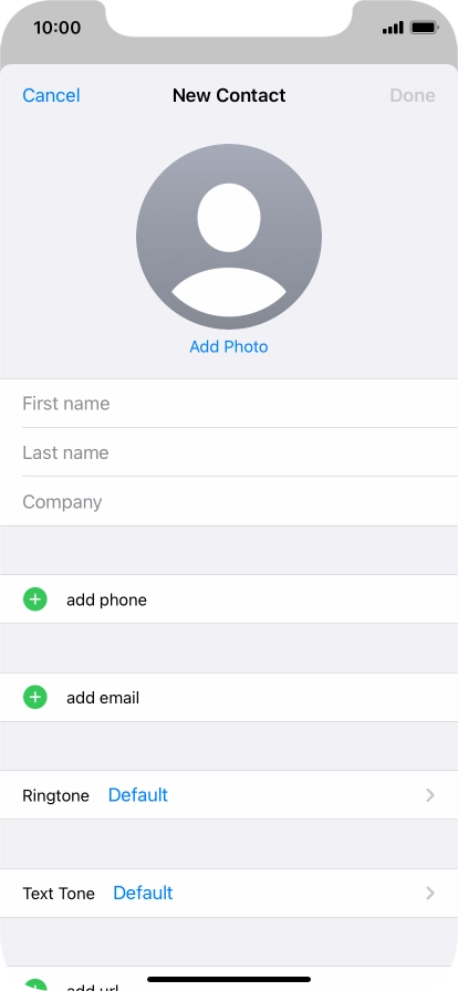 Press First name and key in the first name.