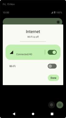 Press the internet indicator to turn the function on or off.