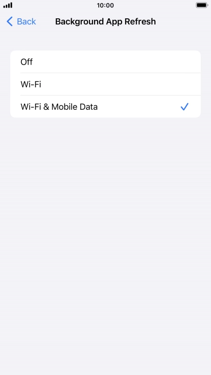 To turn off background refresh of apps, press Off.