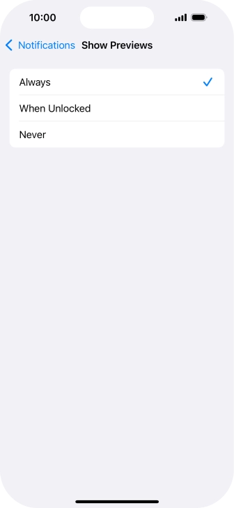 To select notification preview on the lock screen, press Always.