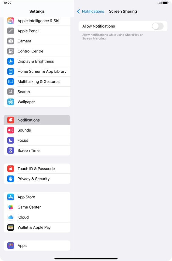Press the indicator next to 