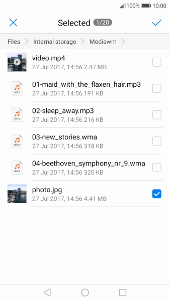 Press the confirm icon.