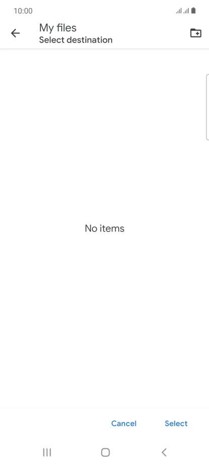 To create a new folder, press the new folder icon and follow the instructions on the screen to create a new folder.