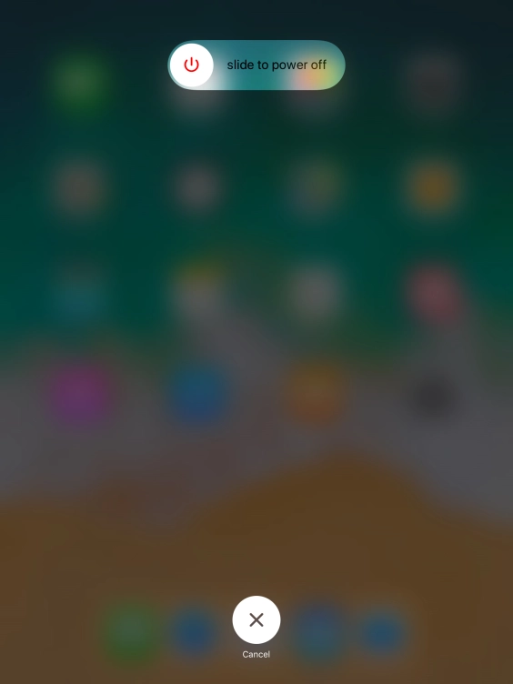 Press and drag the power off icon right.