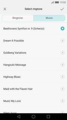 Once you've found a ring tone you like, press the confirm icon.