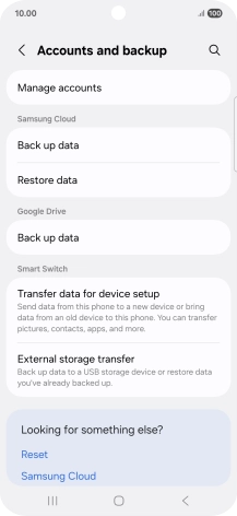 Press Manage accounts.
