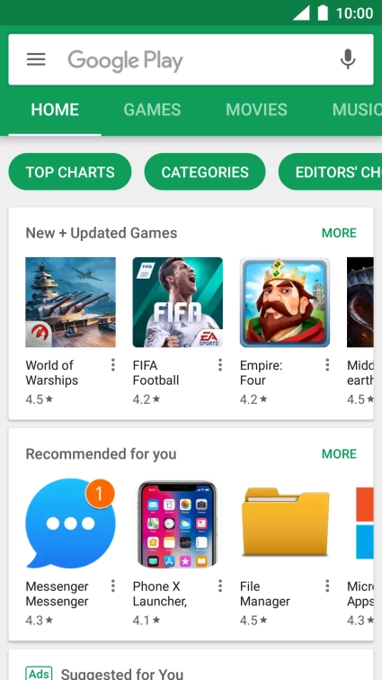 Press the search field.