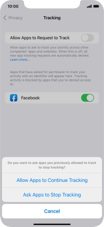 If you turn off the function, press the required setting.