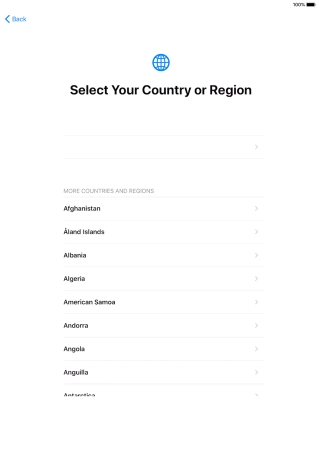 Press the required country or area.
