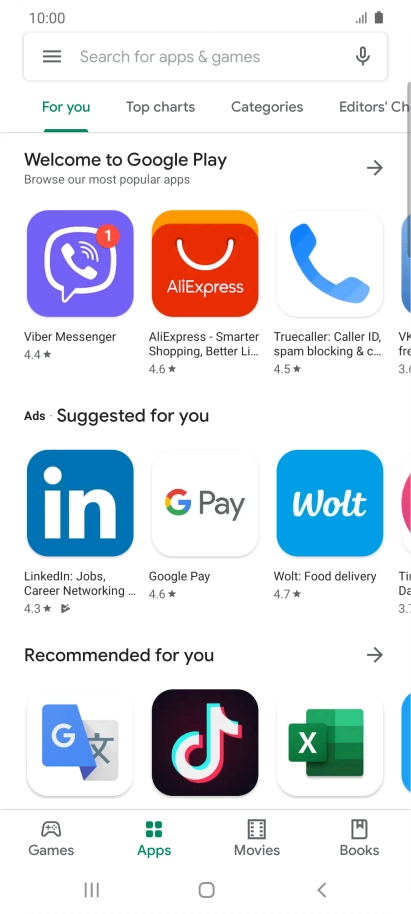 Press the search field.