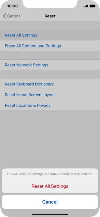 Press Reset All Settings.