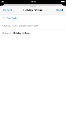 Press the text input field and write the text for your email message.