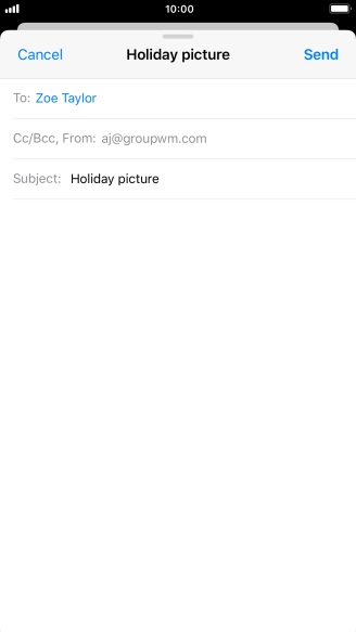 Press the text input field and write the text for your email message.