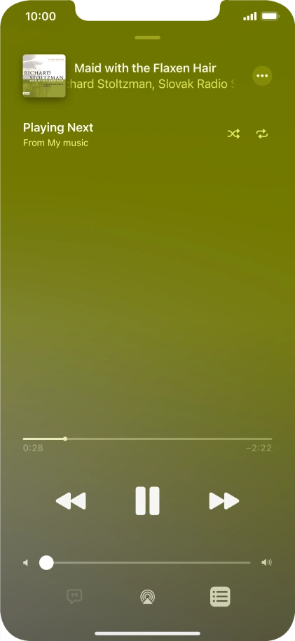 Press the shuffle icon to turn the function on or off.