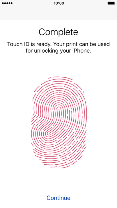 Press Continue. If you haven't previously selected a phone lock code, key in a code of your own choice twice.