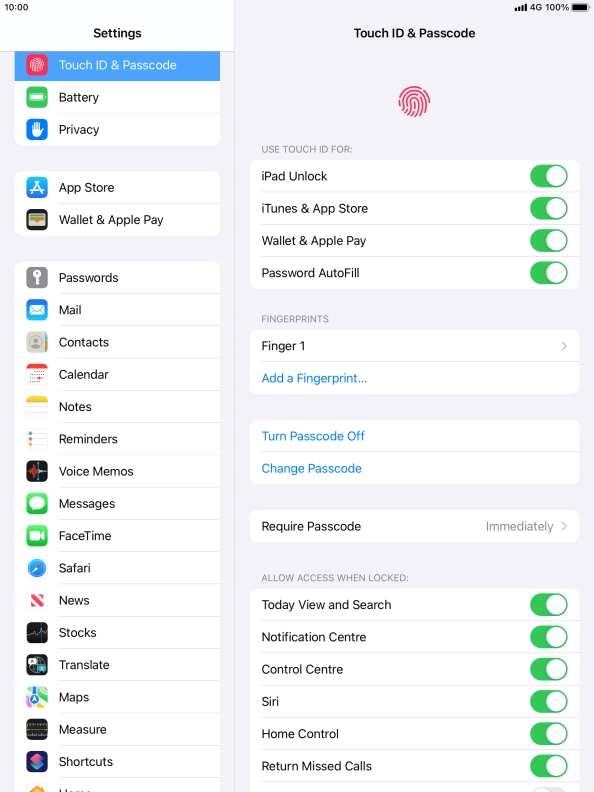 Press the indicators next to the required settings to turn them on or off.