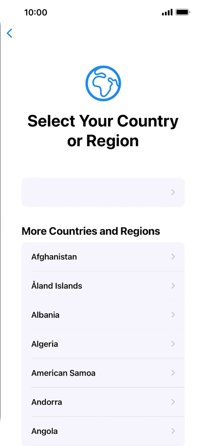 Press the required country or area.