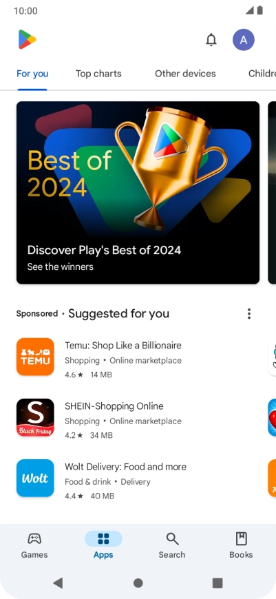 Press the profile icon.