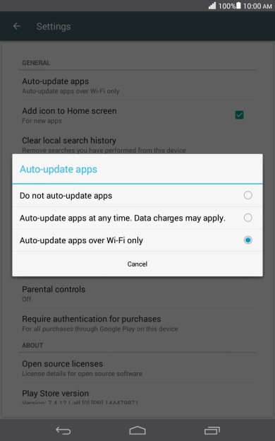 Press Do not auto-update apps to turn off the function.