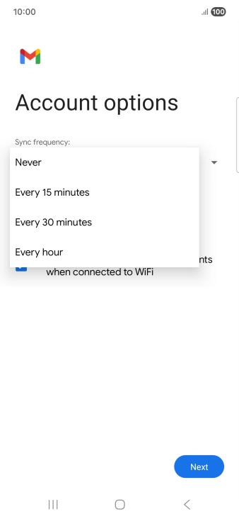 Press the required setting.
