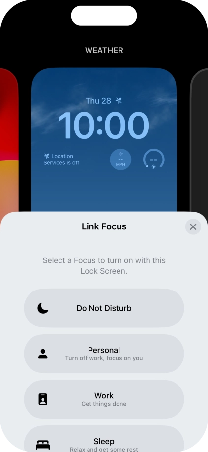 Press the required focus mode.