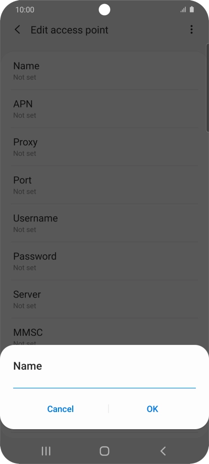 Key in Vodafone Internet and press OK.
