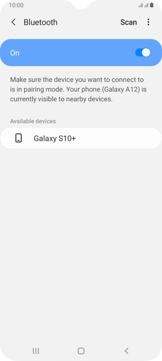 Press the required Bluetooth device and follow the instructions on the screen to pair the device with your phone.