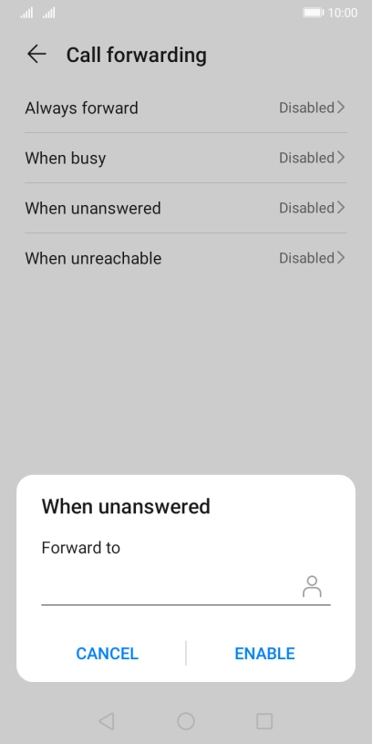 Key in +61414121121 and press ENABLE.