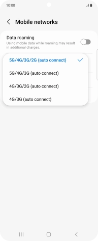 Press the required network mode.