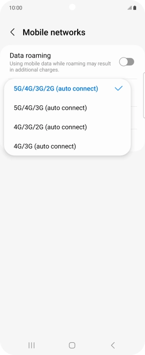 Press the required network mode.