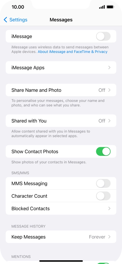 Press the indicator next to 