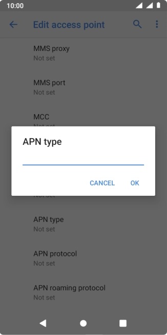 Key in default and press OK.