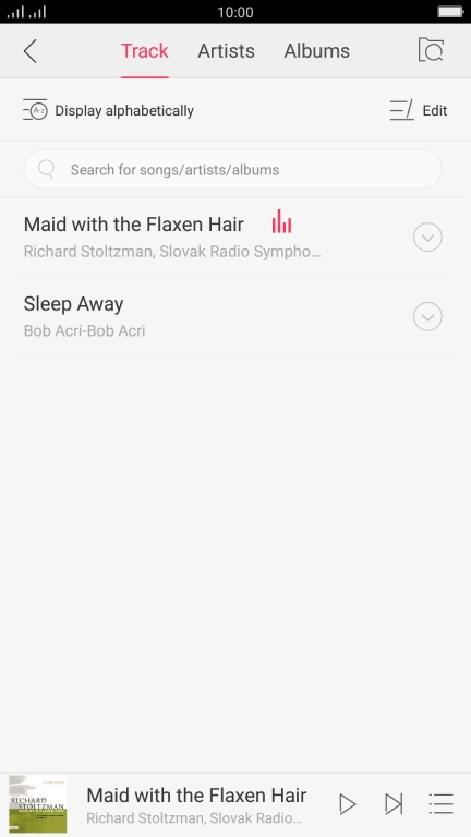 Press the required category and go to the required audio file.