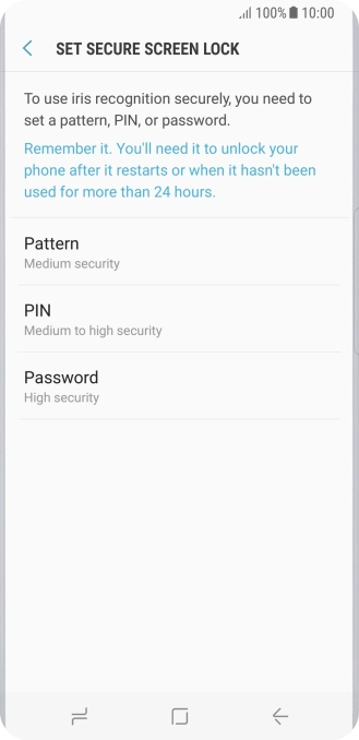 Press the required setting and follow the instructions on the screen to create an additional phone lock code.