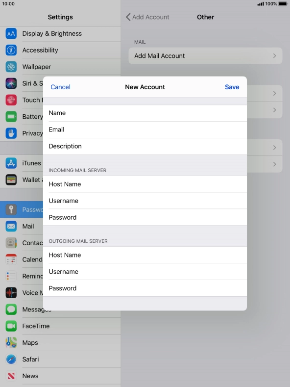 Press Save. Your email account has now been set up. To select more settings for incoming and outgoing server, proceed with the following steps.