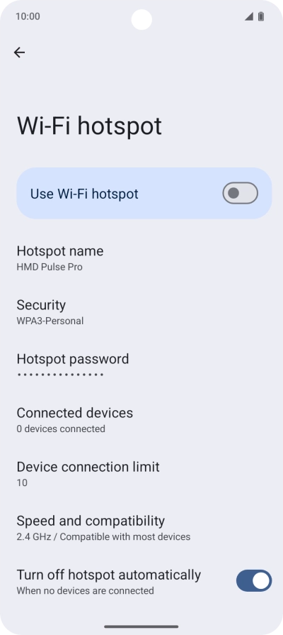 Press Hotspot password and key in the required password.