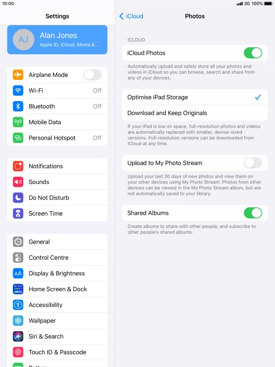 Press the indicator next to 