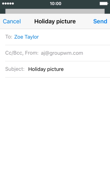 Press the text input field and write the text for your email message.