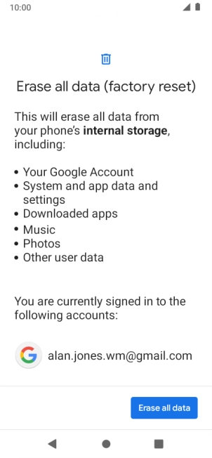 Press Erase all data.